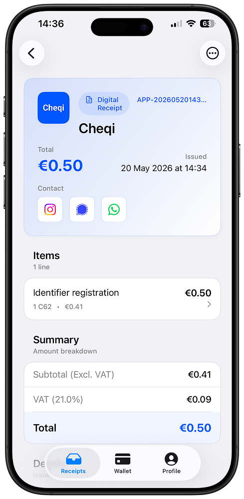Receipt detail screenshot